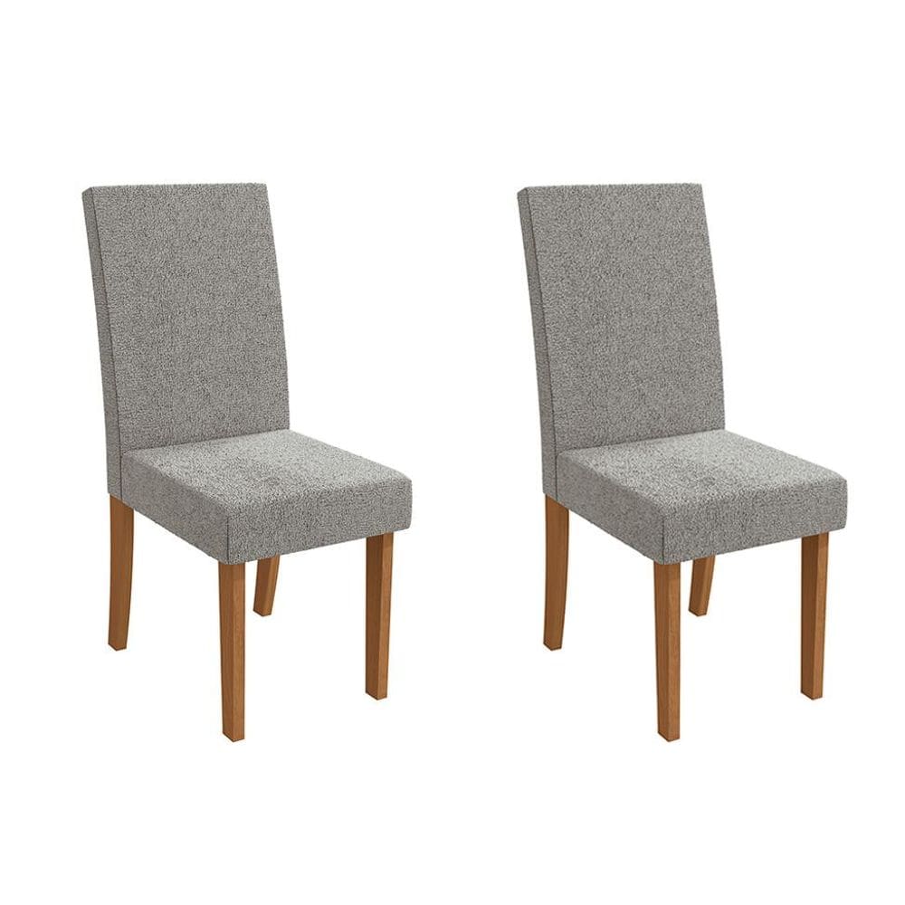 Conjunto com 2 Cadeiras Dalia Bouclé Cinza e Canela