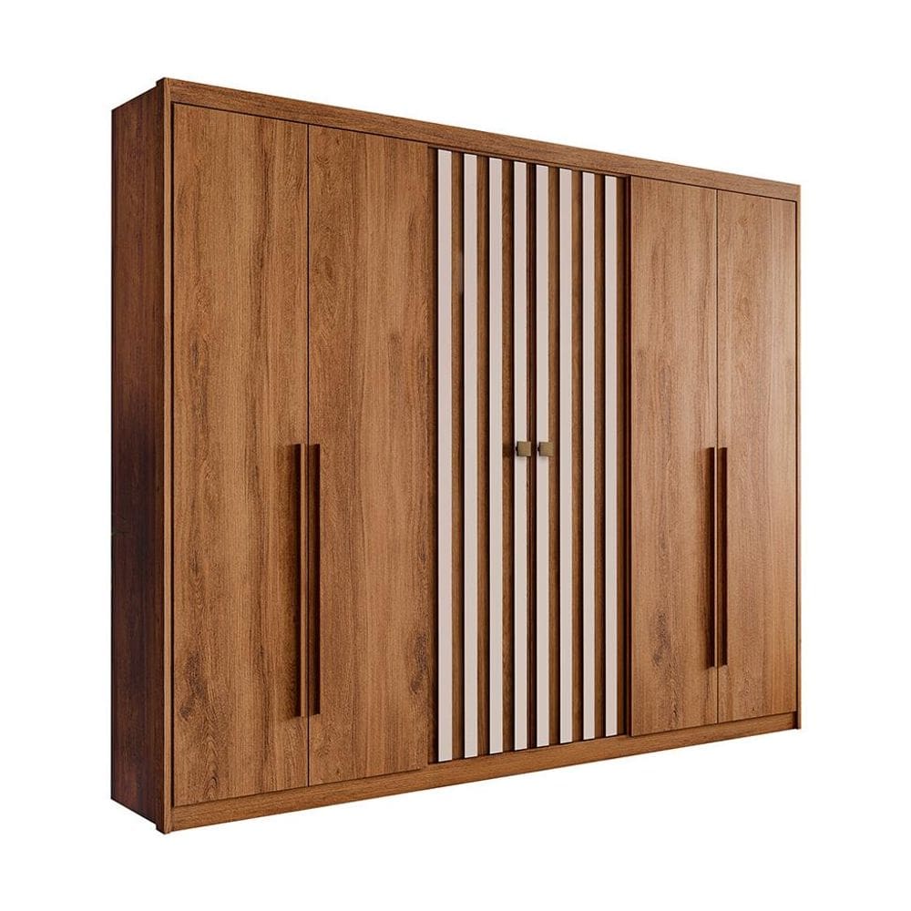 Guarda-Roupa Casal Vancouver Flex 6 Portas 3 Gavetas Freijó e Linho