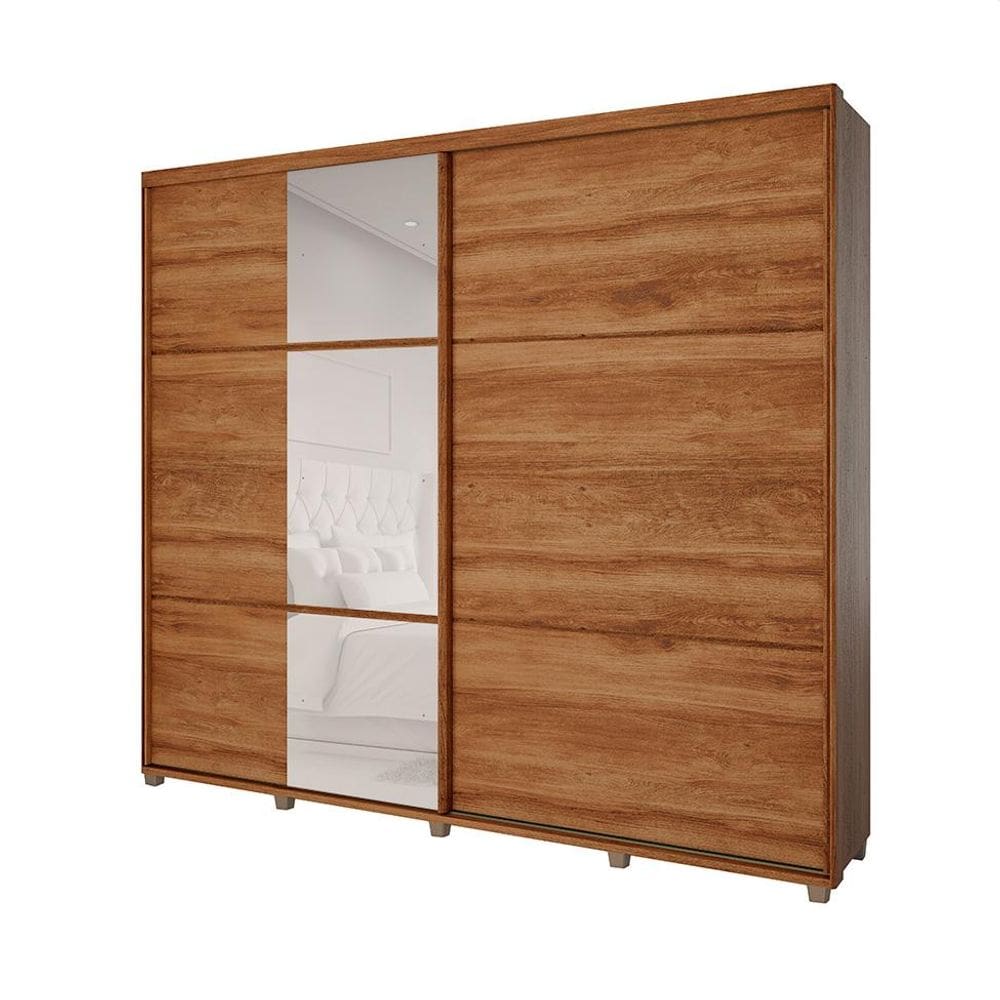 Guarda-Roupa Casal com Espelho Titan 2 Portas 6 Gavetas Freijó e Linho