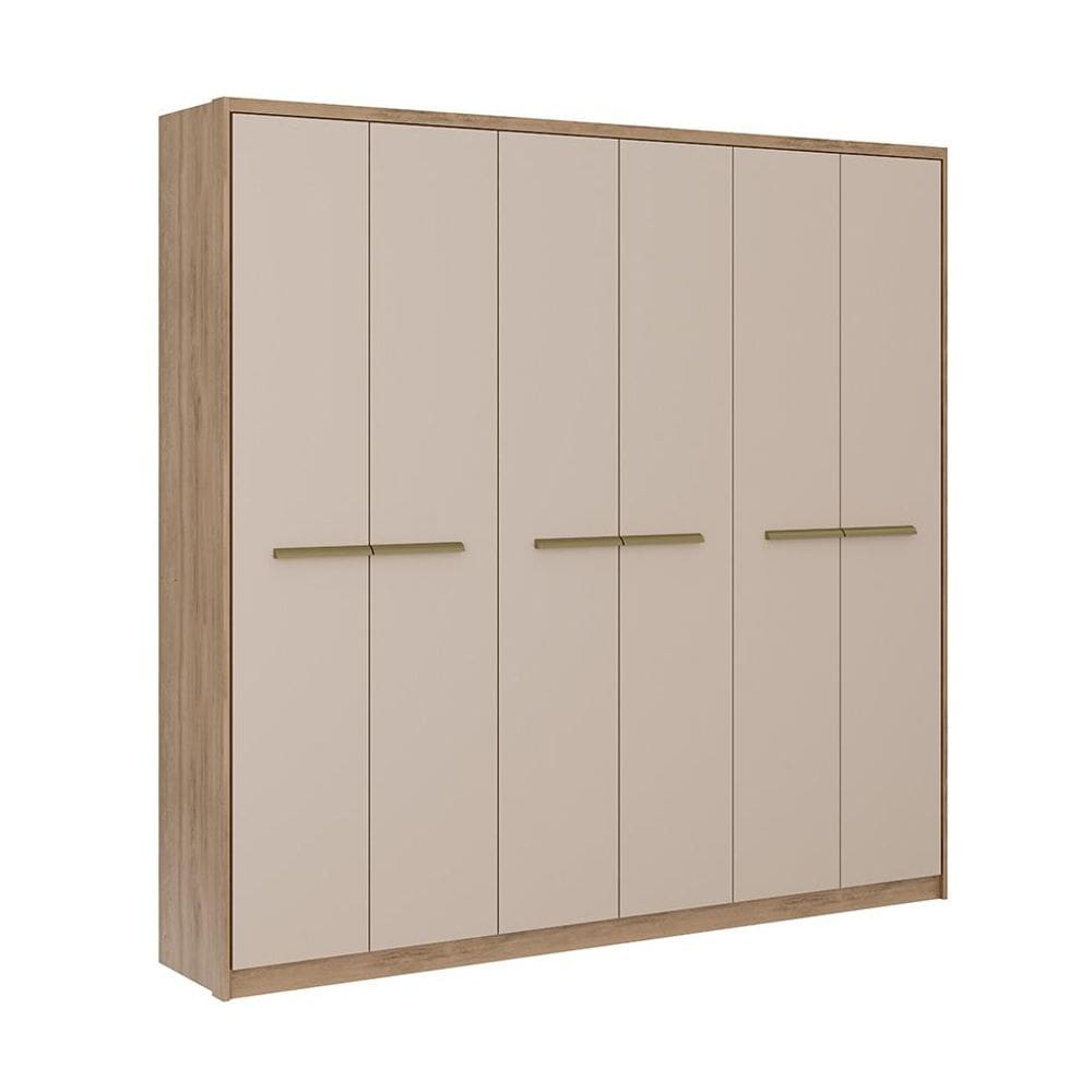 Guarda-Roupa Casal Belmont 6 Portas 3 Gavetas Noce e Off White
