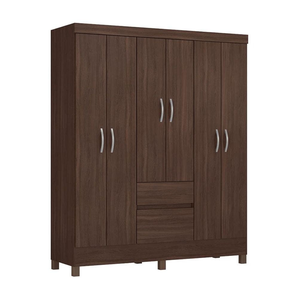 Guarda-Roupa Casal Flash 6 Portas 2 Gavetas Café