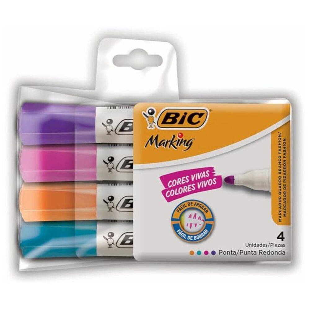 Caneta Pincel Para Quadro Branco Bic Marking Fashion 04 Cores