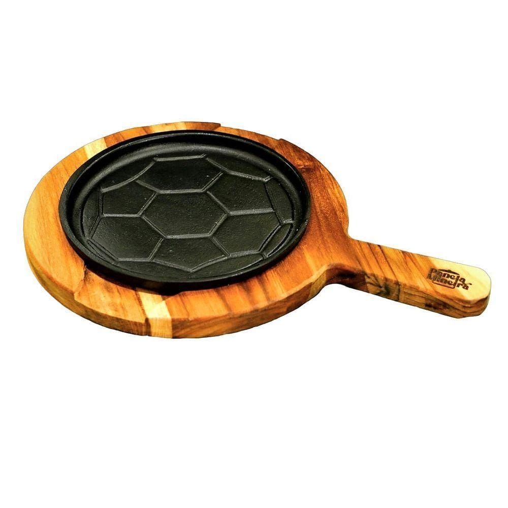 Chapa Petisco Redonda Copa 2022 Ferro Suporte Madeira 20x4cm.