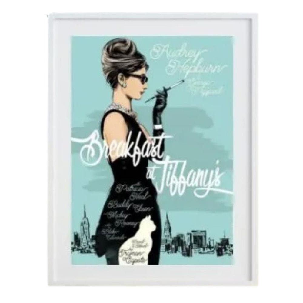 Audrey Hepburn Breakfast At Tiffany`S 60X48Cm Moldura Branca