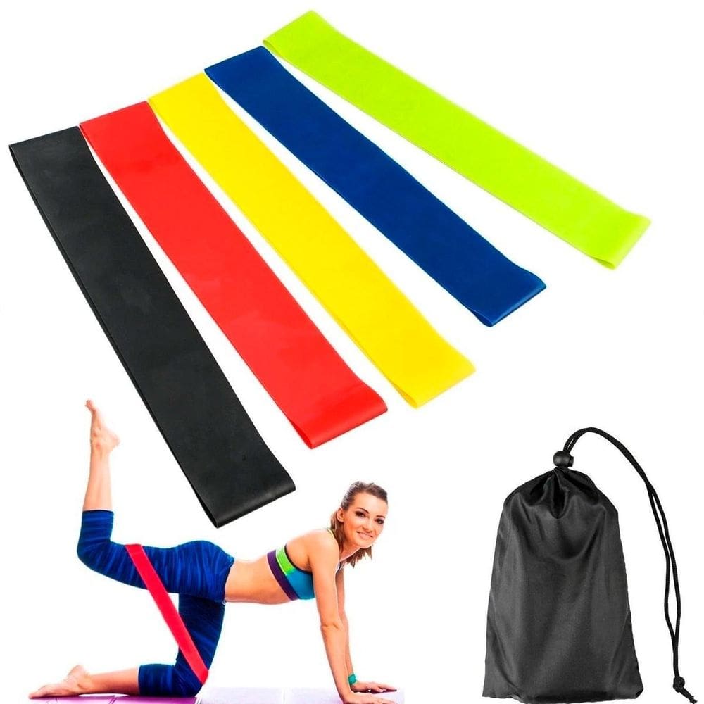 Kit 5 Faixas Elásticas Extra Forte Para Treino Muscular