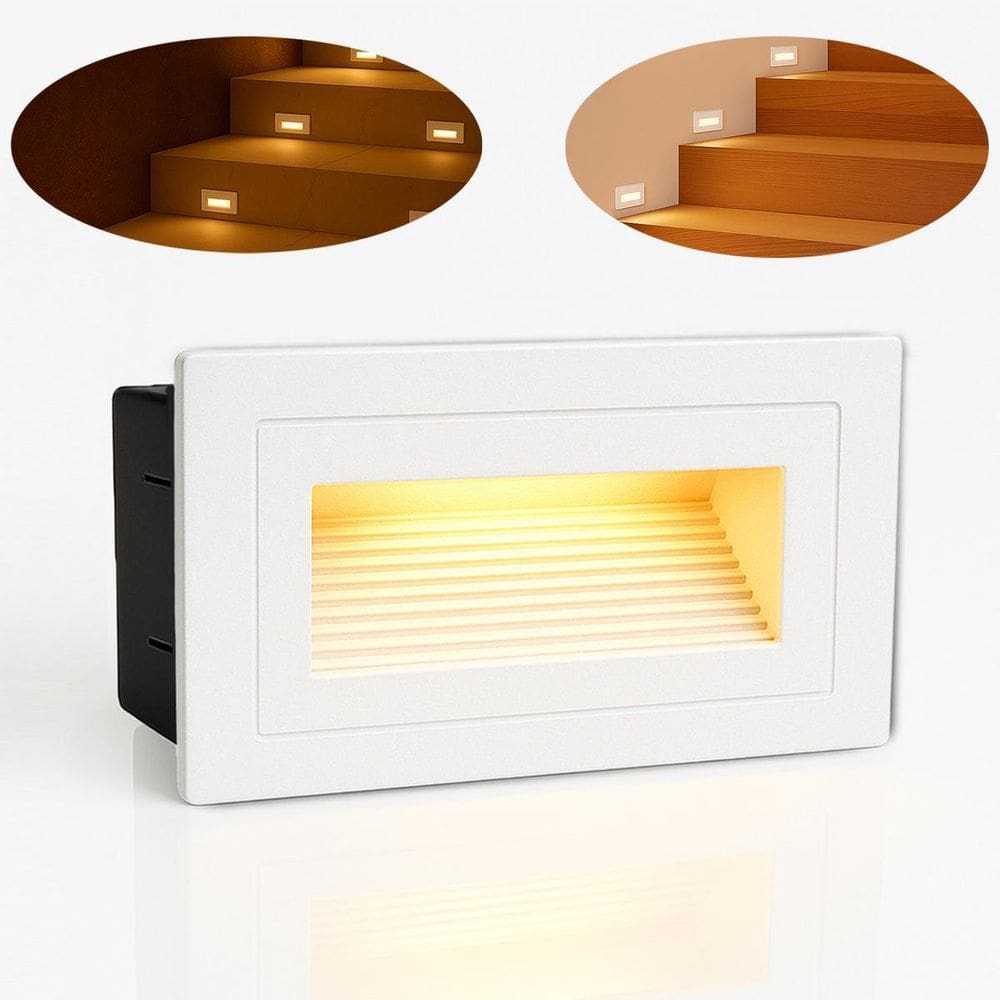 Balizador Led 3000K De Embutir Parede Externo Branco Zan42