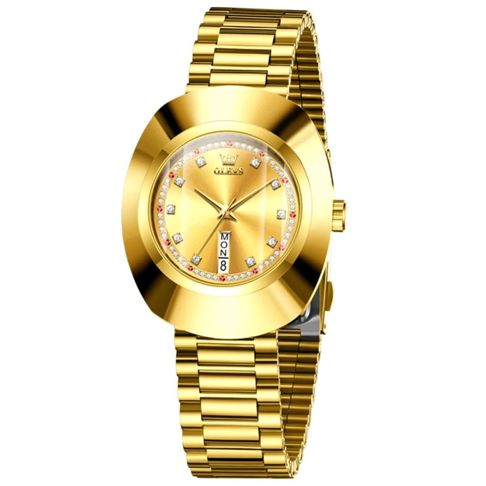 Relógio de quartzo fashion mostrador redondo pulseira de aço inoxidável