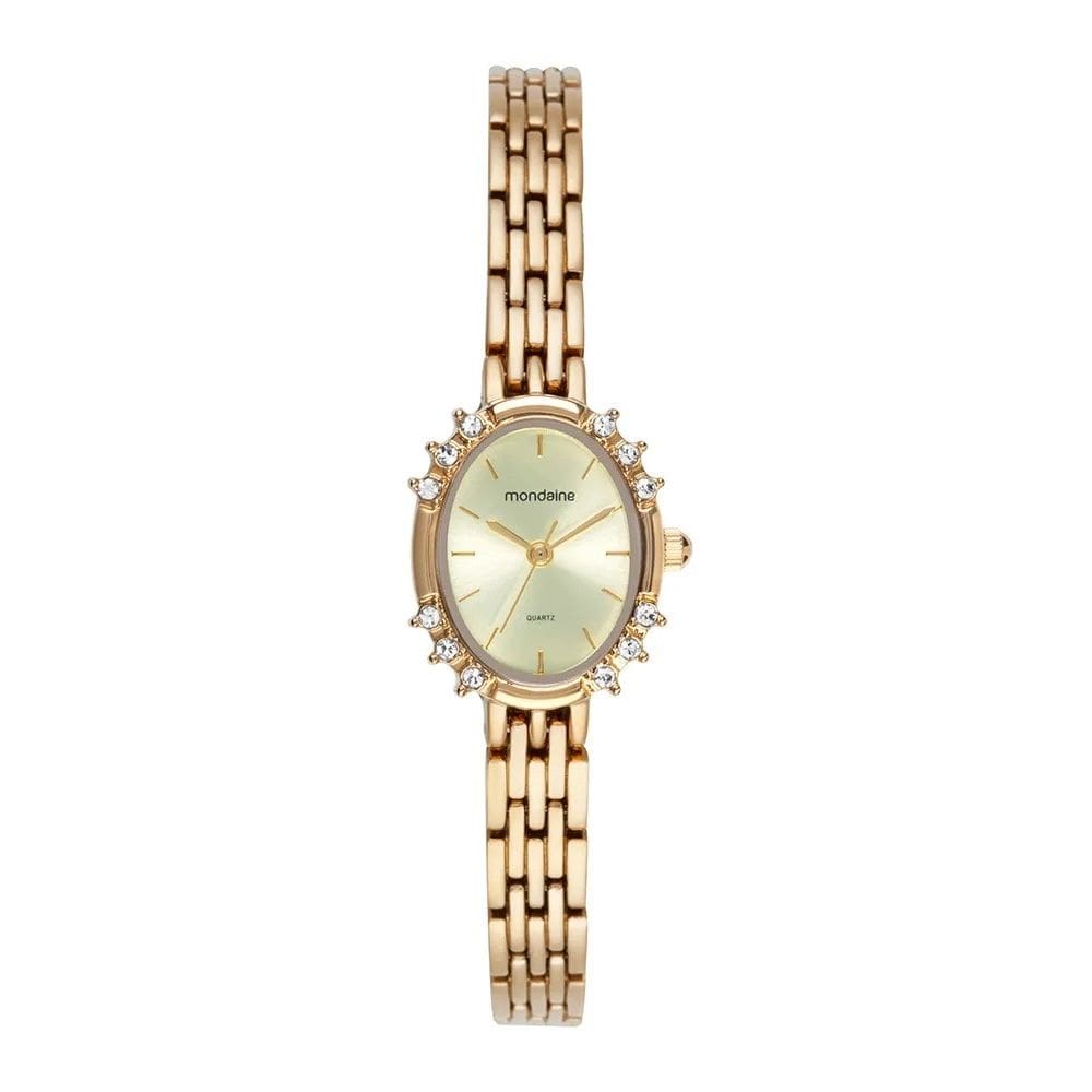 Relógio Mondaine Feminino Oval Clássico Dourado 32906LPMVDM1