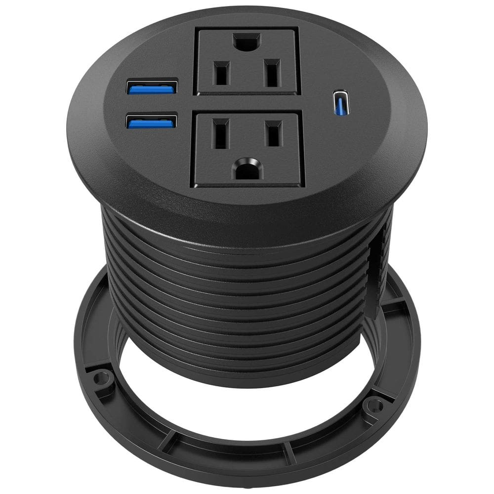 Power Grommet Jgstkcity embutido com tomadas AC e USB-C 20W