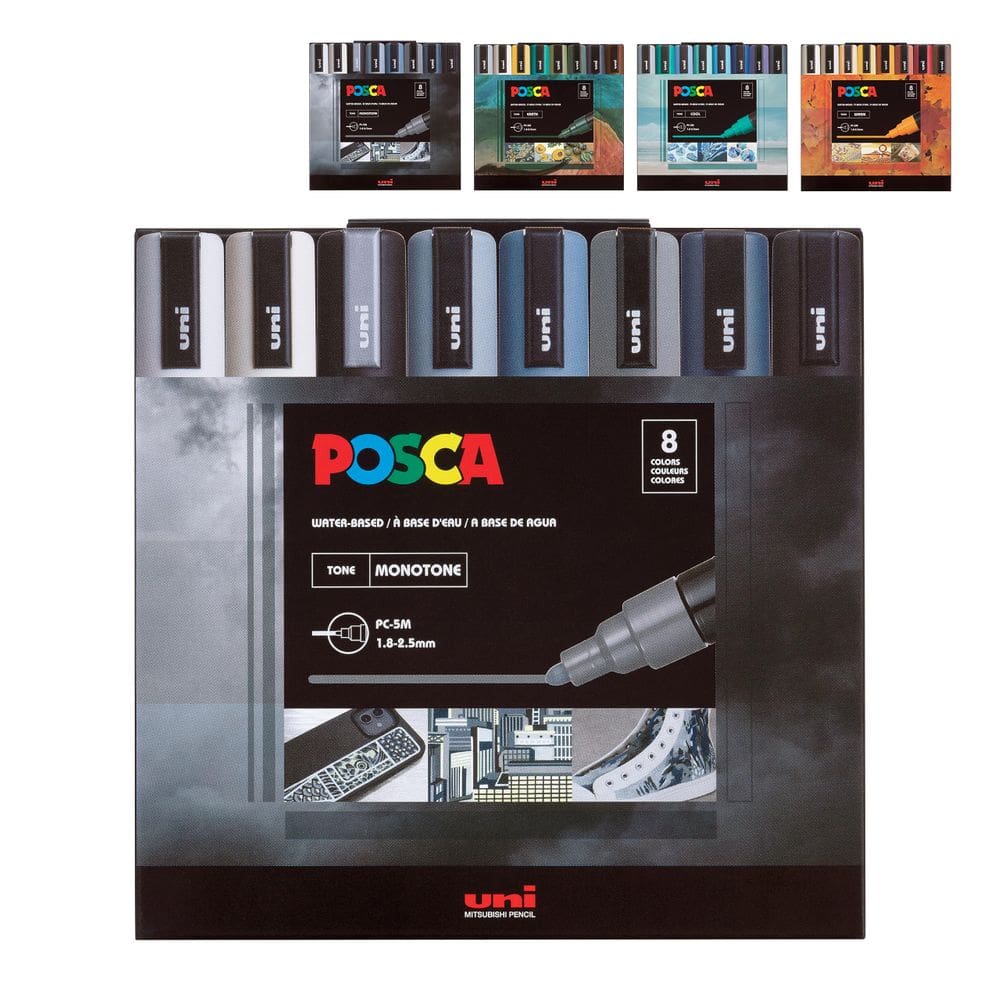 Canetas de tinta acrílica Posca Markers Color Tons Set, não tóxicas