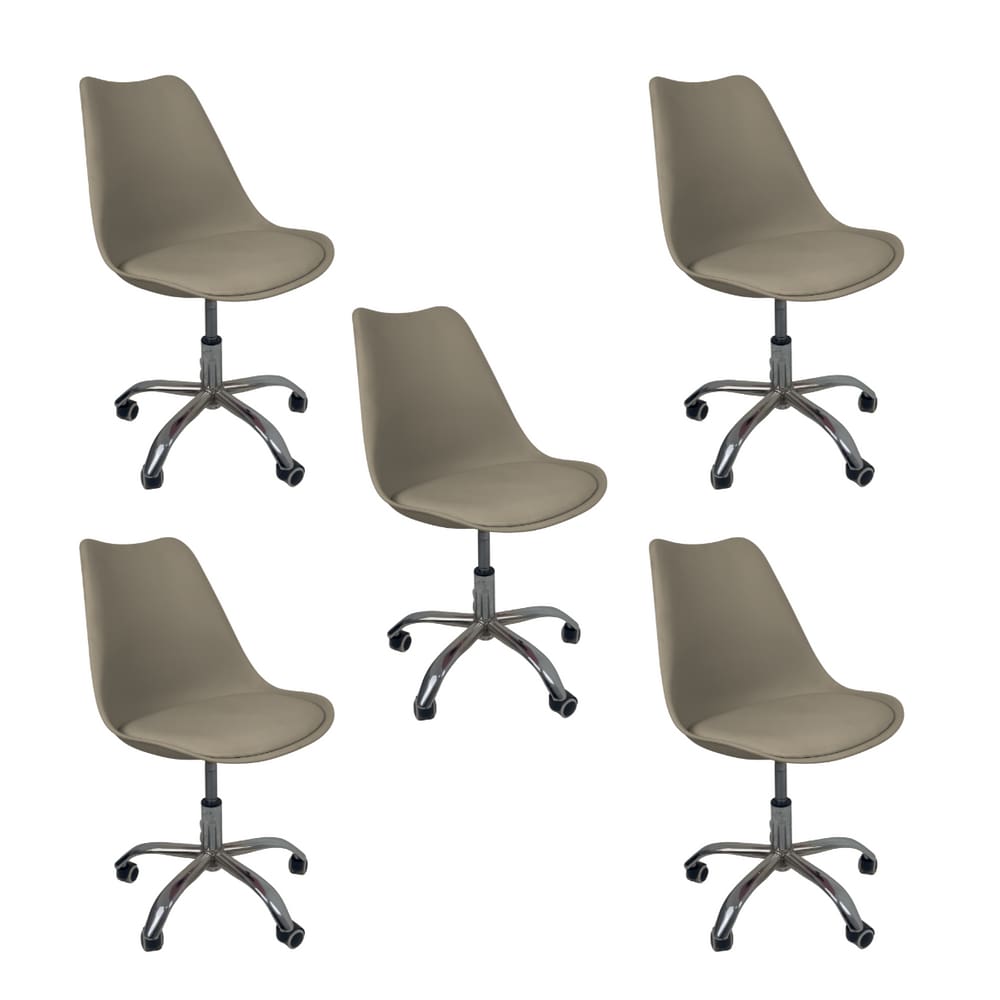Cadeira Office Base Cromada Com Rodizio Giratória Saarinen