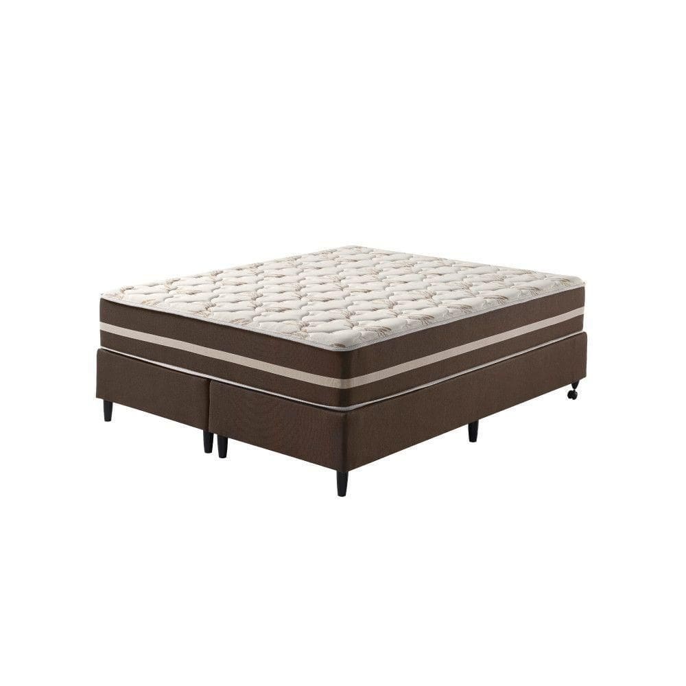Cama Box Queen Marrom + Colchão Molas Ensacadas Las Vegas Marrom