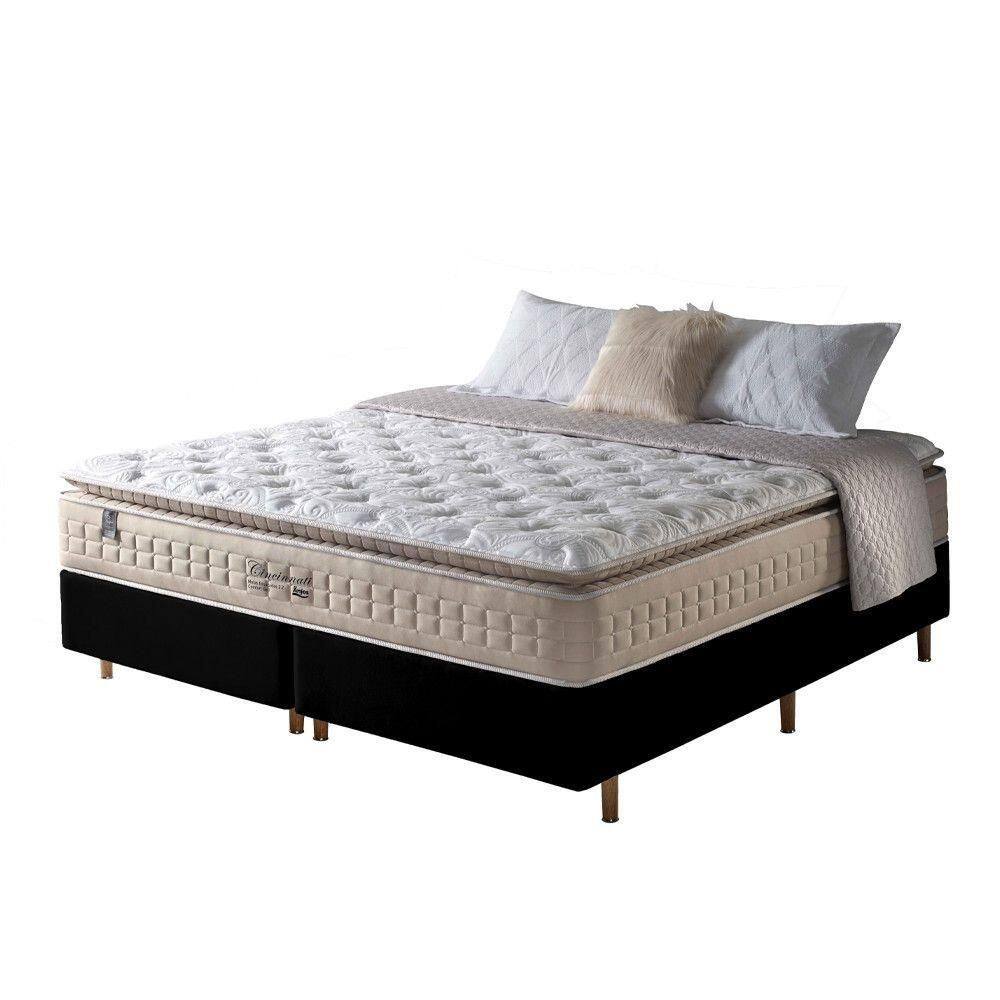 Cama Box King Preto + Colchão Molas Macio Cincinnati 193cm