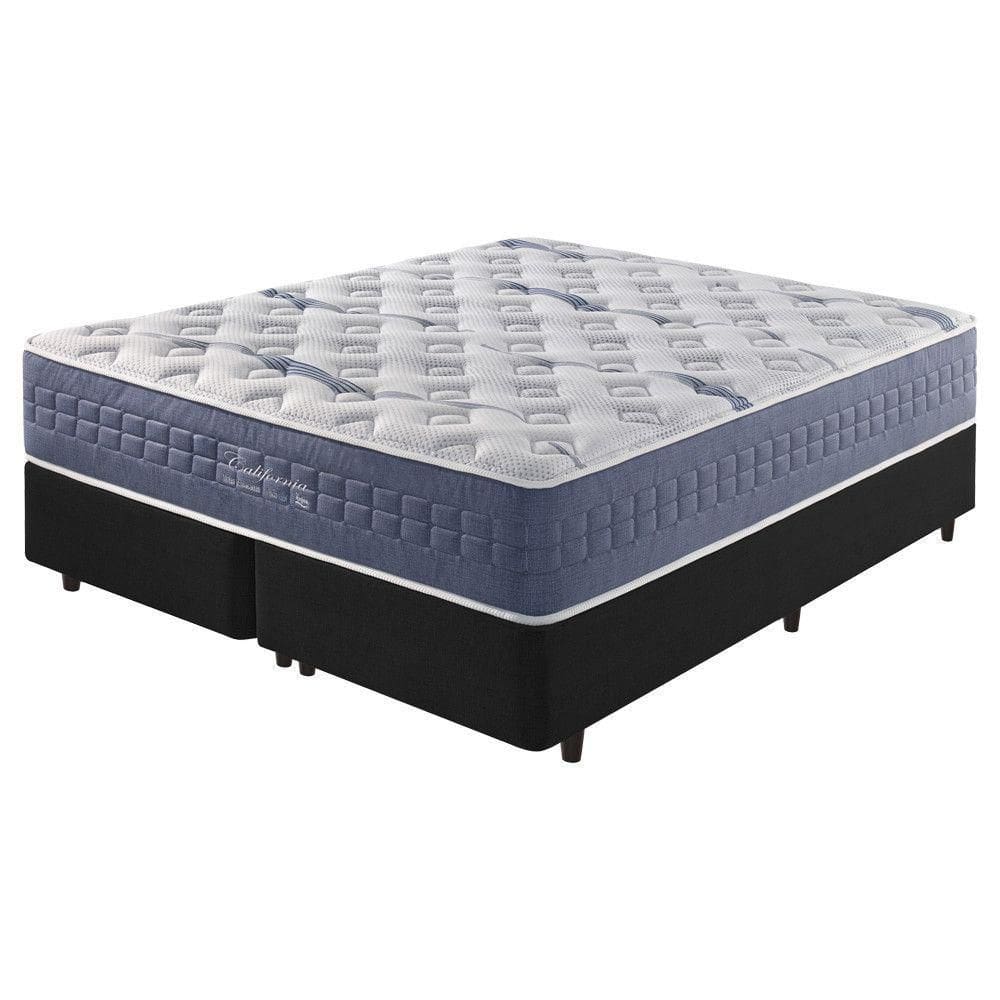 Cama Box Preto + Colchão California Mola Ensacada 158cm
