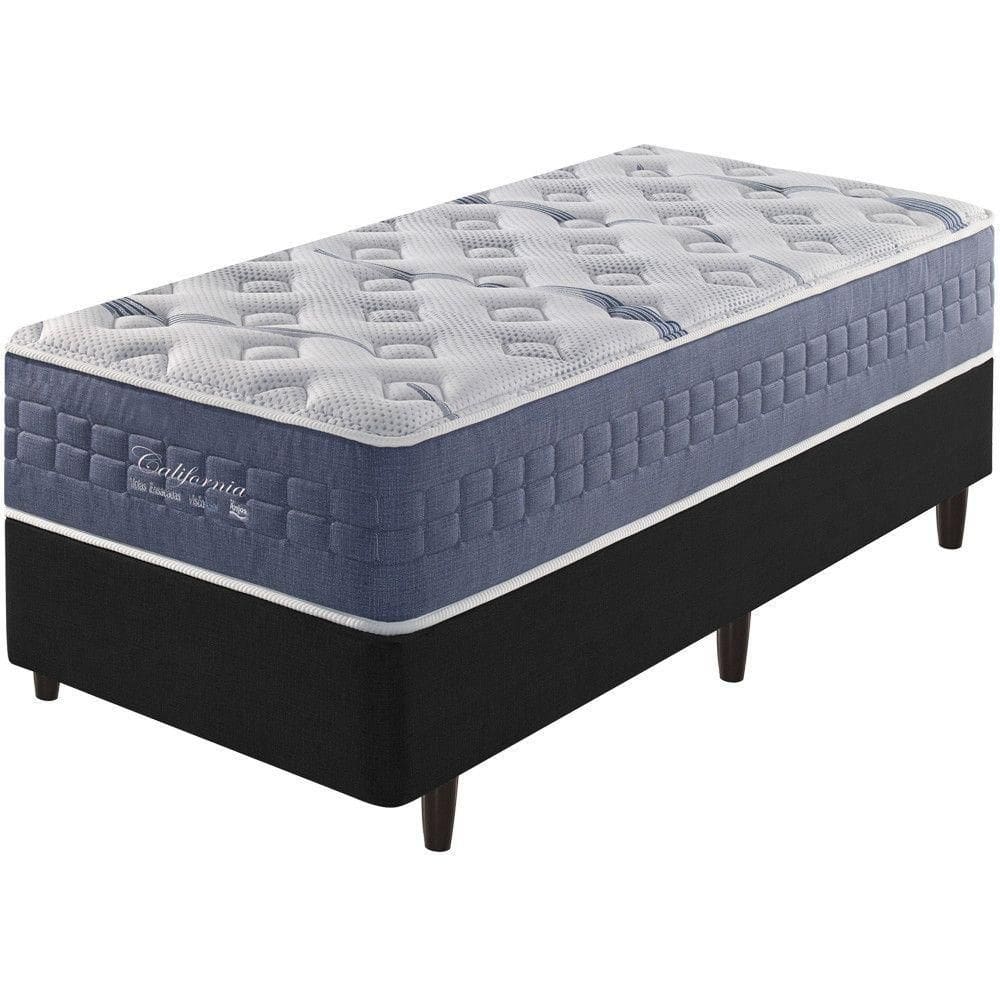 Cama Box Preto + Colchão California Mola Ensacada 96cm