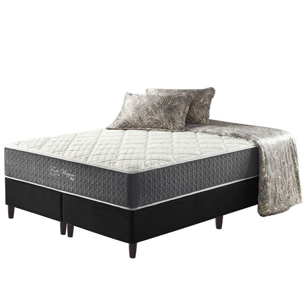 Cama Box Preto + Colchão Fort Wayne Molas Ensacadas 158cm