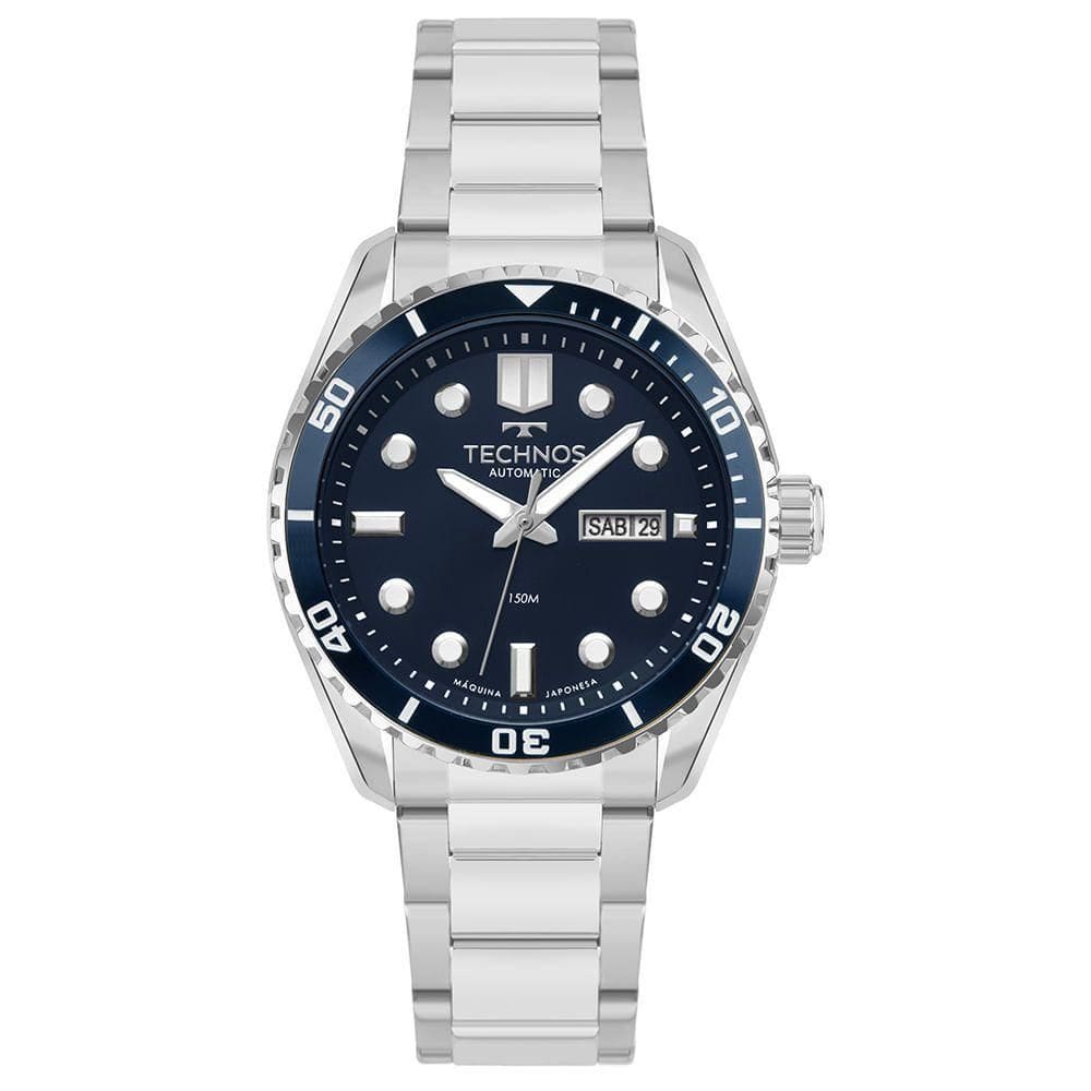 Relógio Technos Masculino Automático Prata - 8205ox/1a Relógio Technos Masculino Acqua Prata - 8205ox/1a