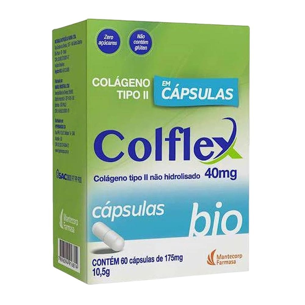 Colflex Bio 40mg Colágeno Tipo II Não Hidrolisado 60 Cápsulas