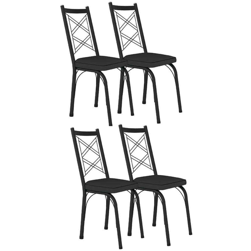 Kit 4 Cadeiras Aço Carbono Tubular Metálica Acabamento Fosco D-28 Julia