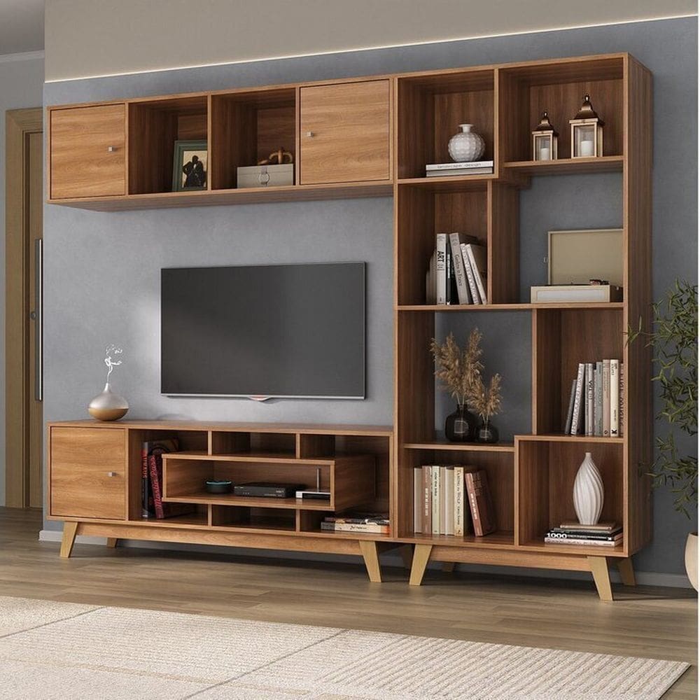 Estante Home para Tv até 65 Polegadas com 3 Portas Vision Yescasa Nogal