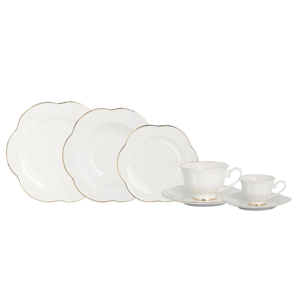 Jogo De Jantar Em Porcelana Camélia Branco Com 42 Peças L`Hermitage