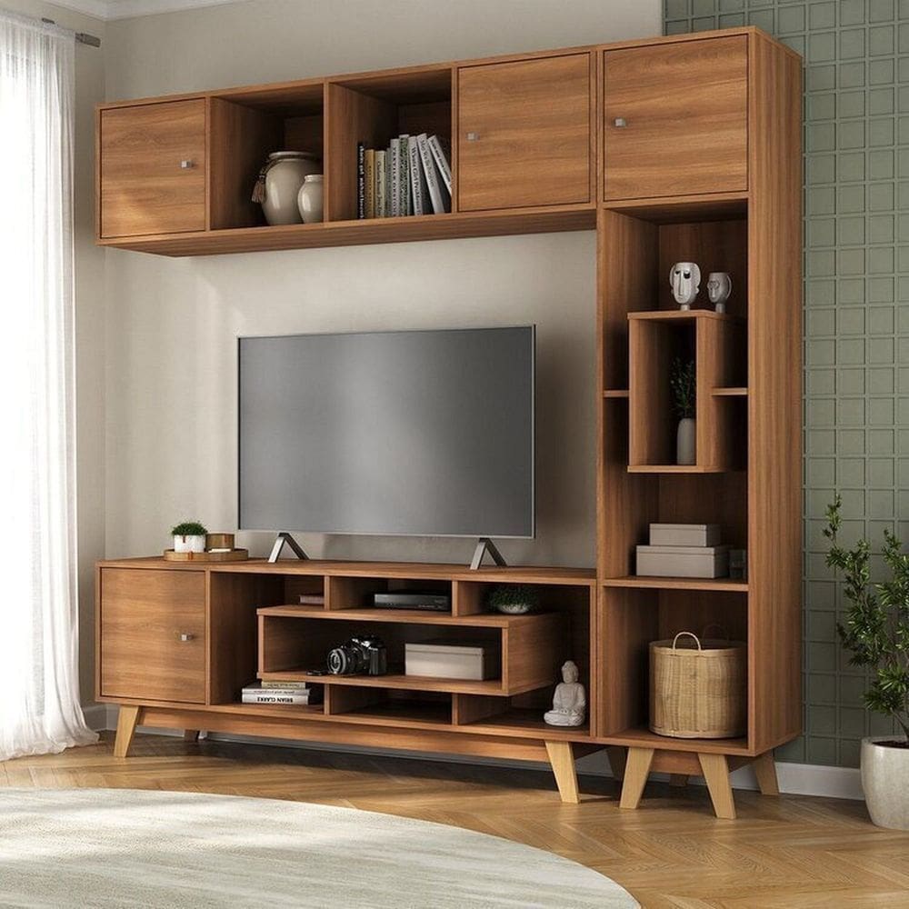 Estante Home para Tv até 65 Polegadas com 3 Portas Concept Yescasa Nogal