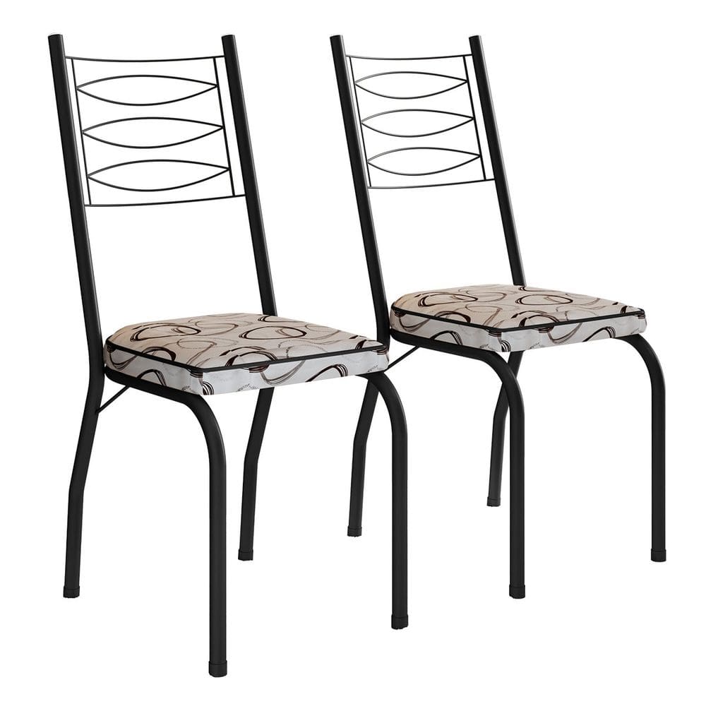 Kit 2 Cadeiras Aço Carbono Tubular Metálica Acabamento D-25 Luana