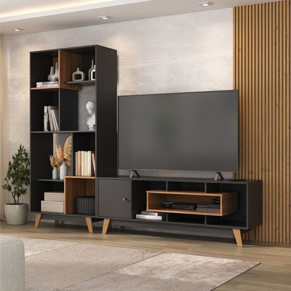 Estante Home para Tv até 65 Polegadas com 1 Porta Prime Yescasa Grafite