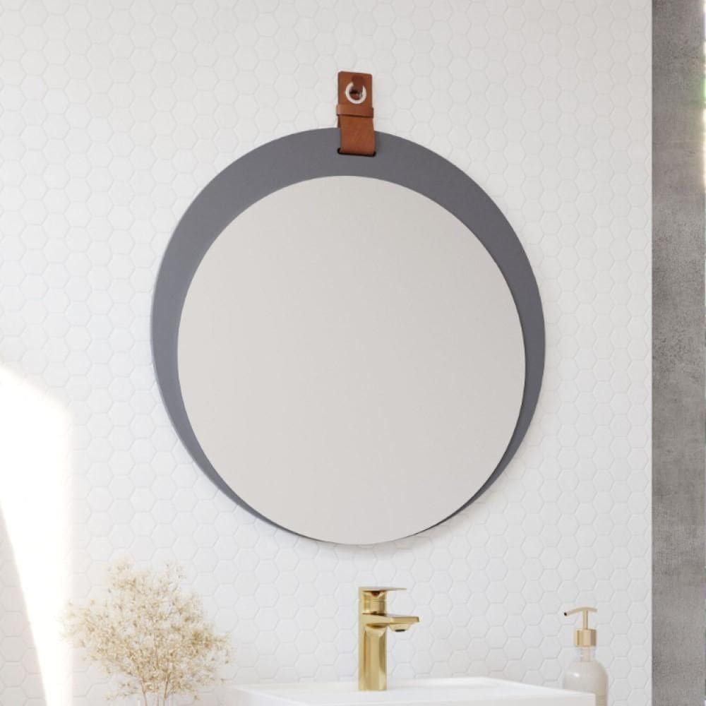 Espelheira Para Banheiro Lua MGM 60 cm MDF Cinza Titanium