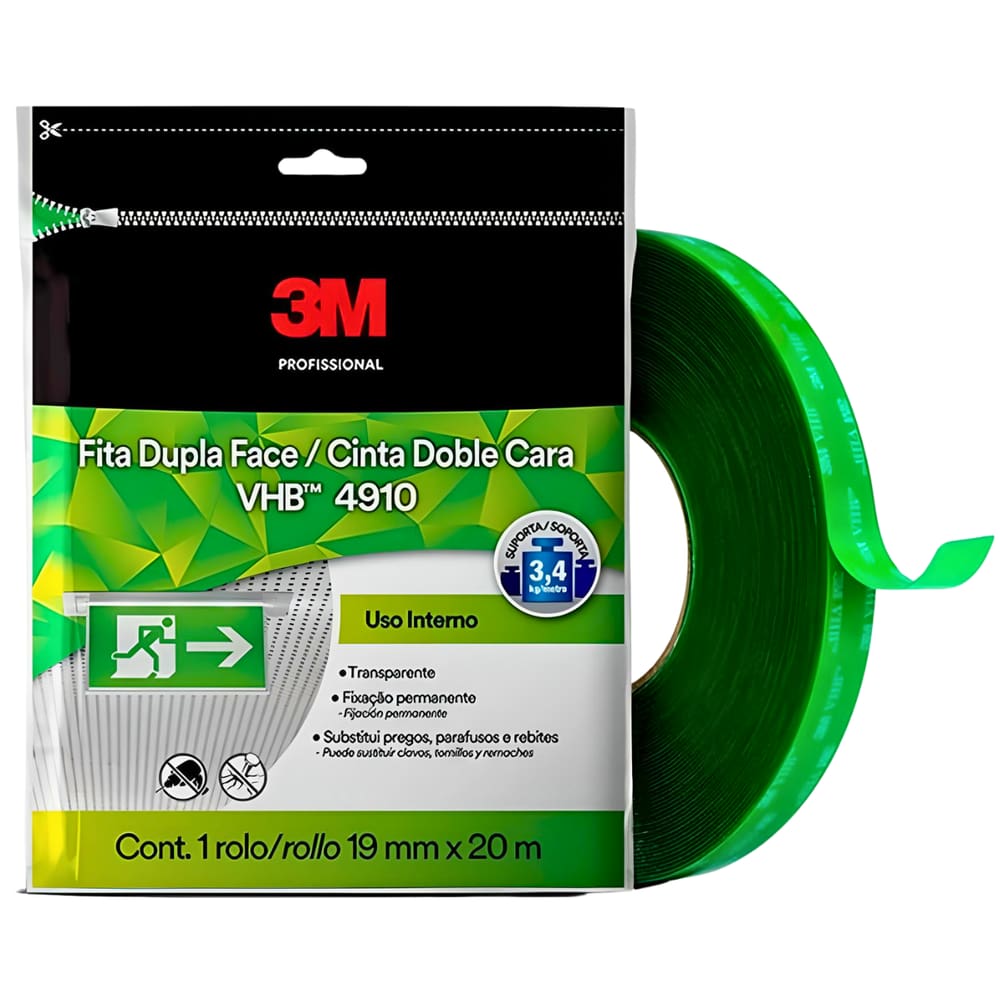 Fita Dupla Face Profissional VHB 4910 19 mm x 20 m 3M