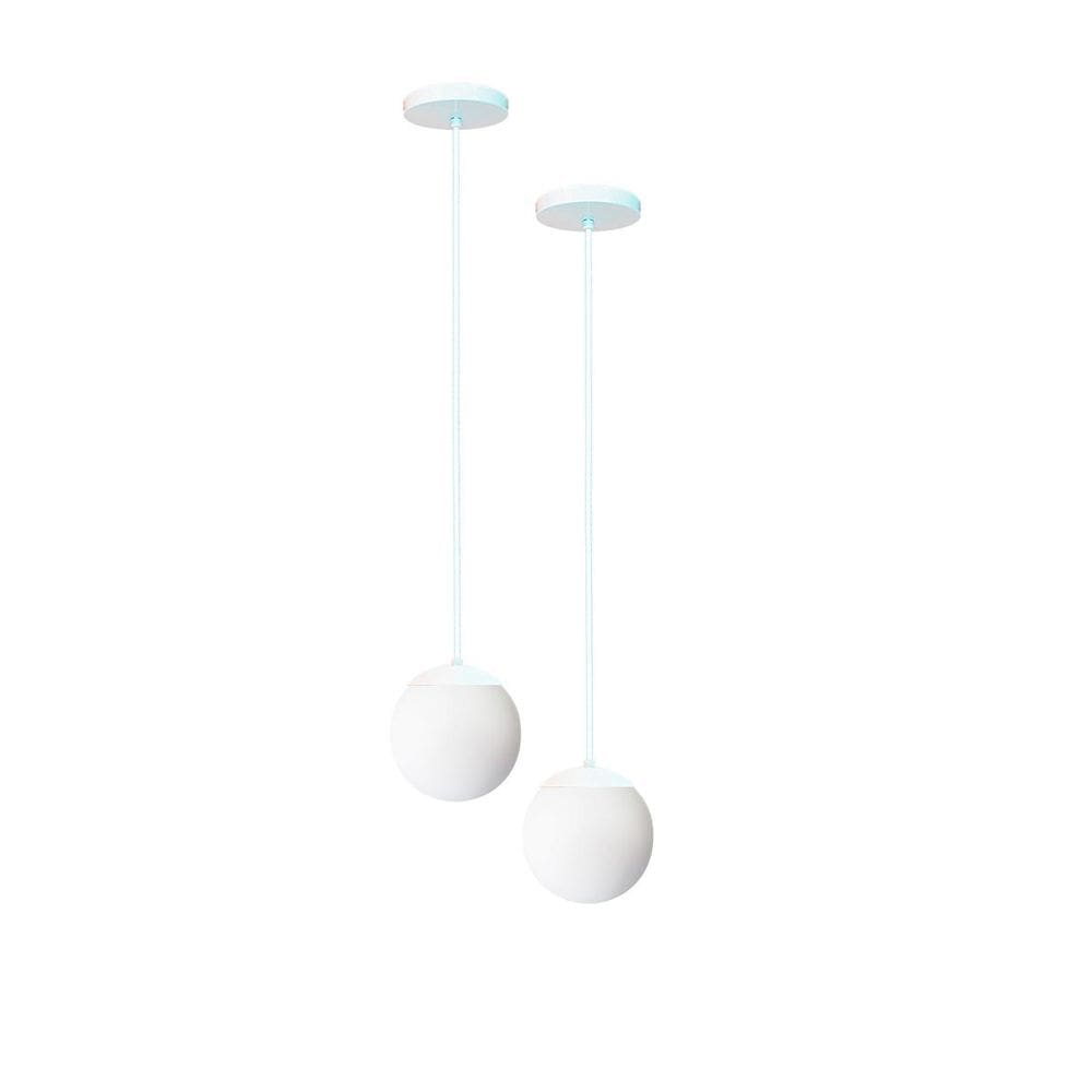 Kit C/2 Lustre Pendente Globo Bola Vidro Led Jabuticaba