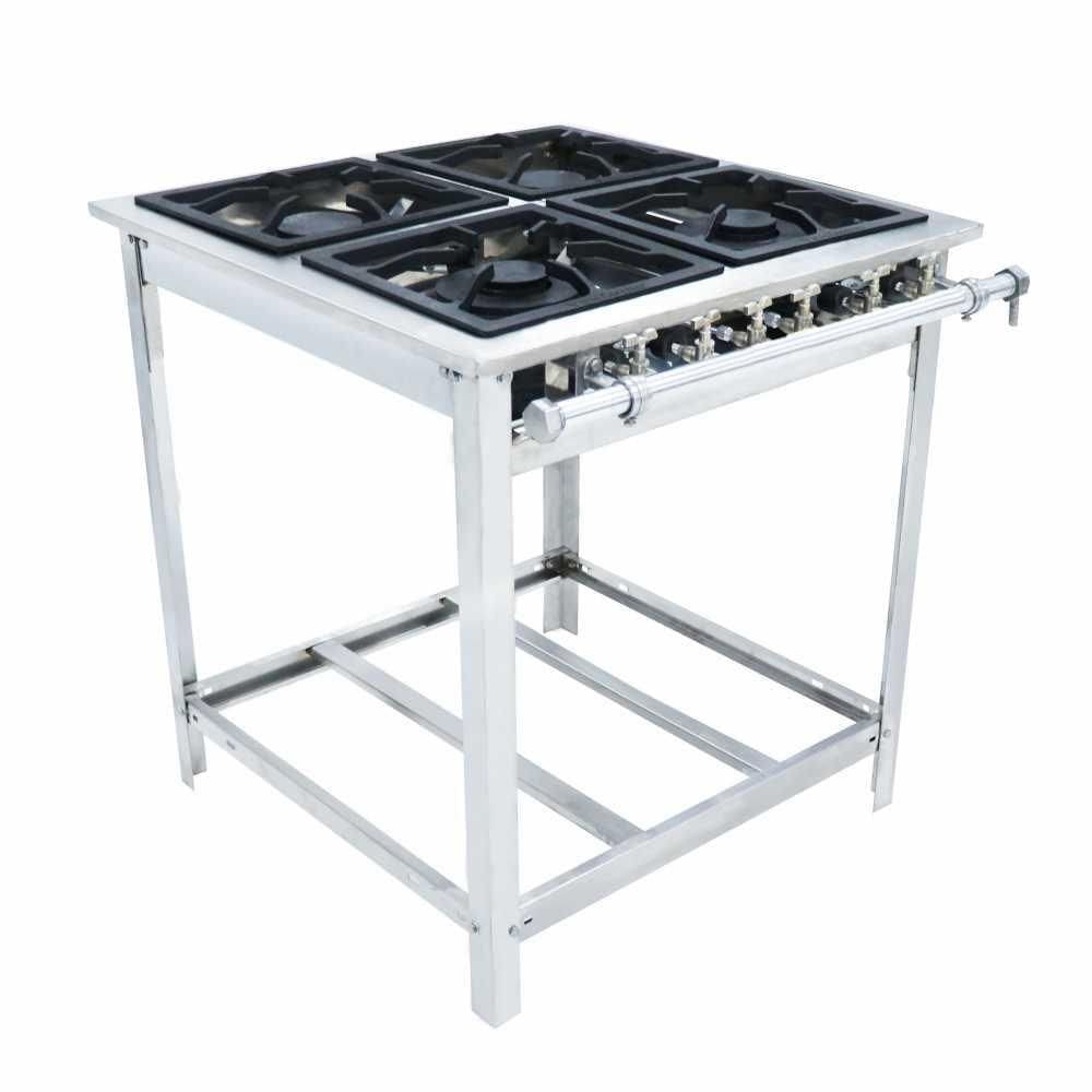 Fogão a Gás industrial Extra 4 Queimadores 2 duplos e 2 simples Inox EI4 - Venâncio