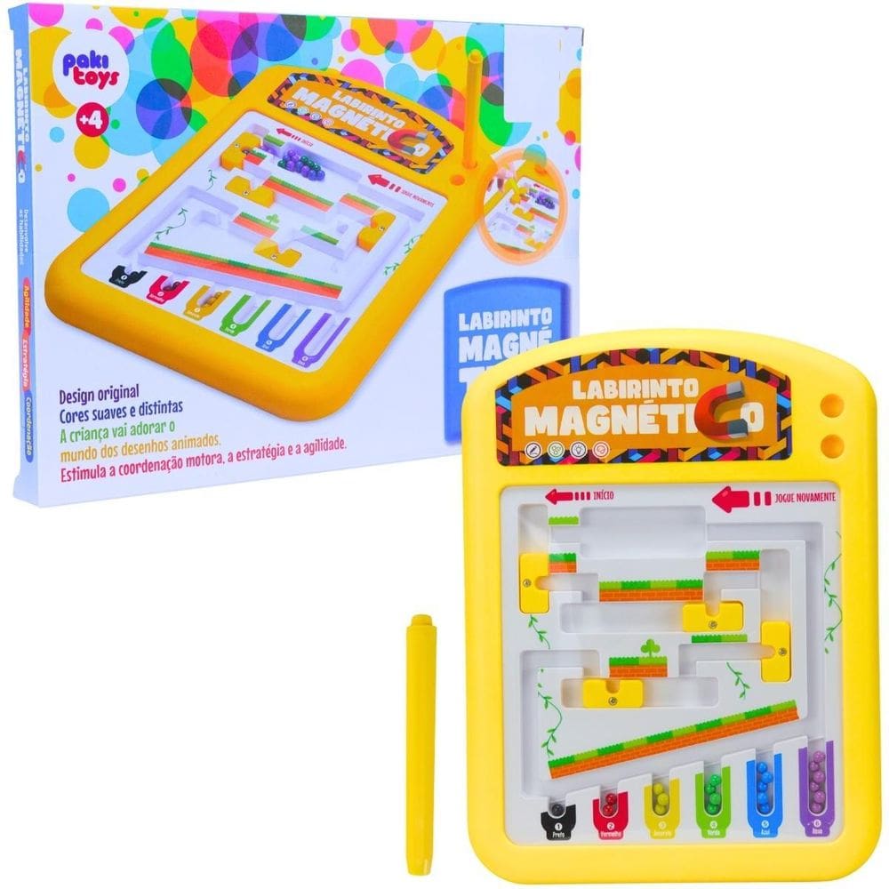 Jogo Educativo Labirinto Magnético De Cores 4082 Paki Toys