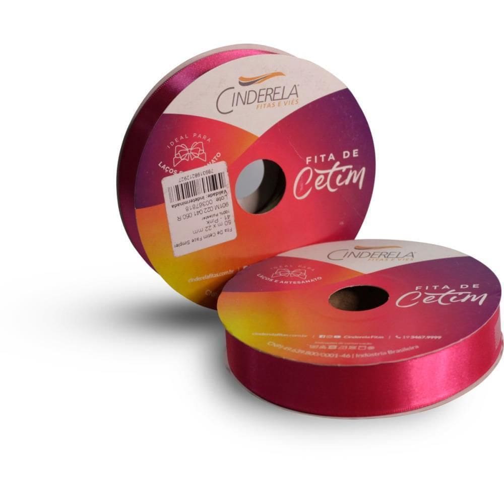 Fita De Cetim 22Mm 50 Metros Pink
