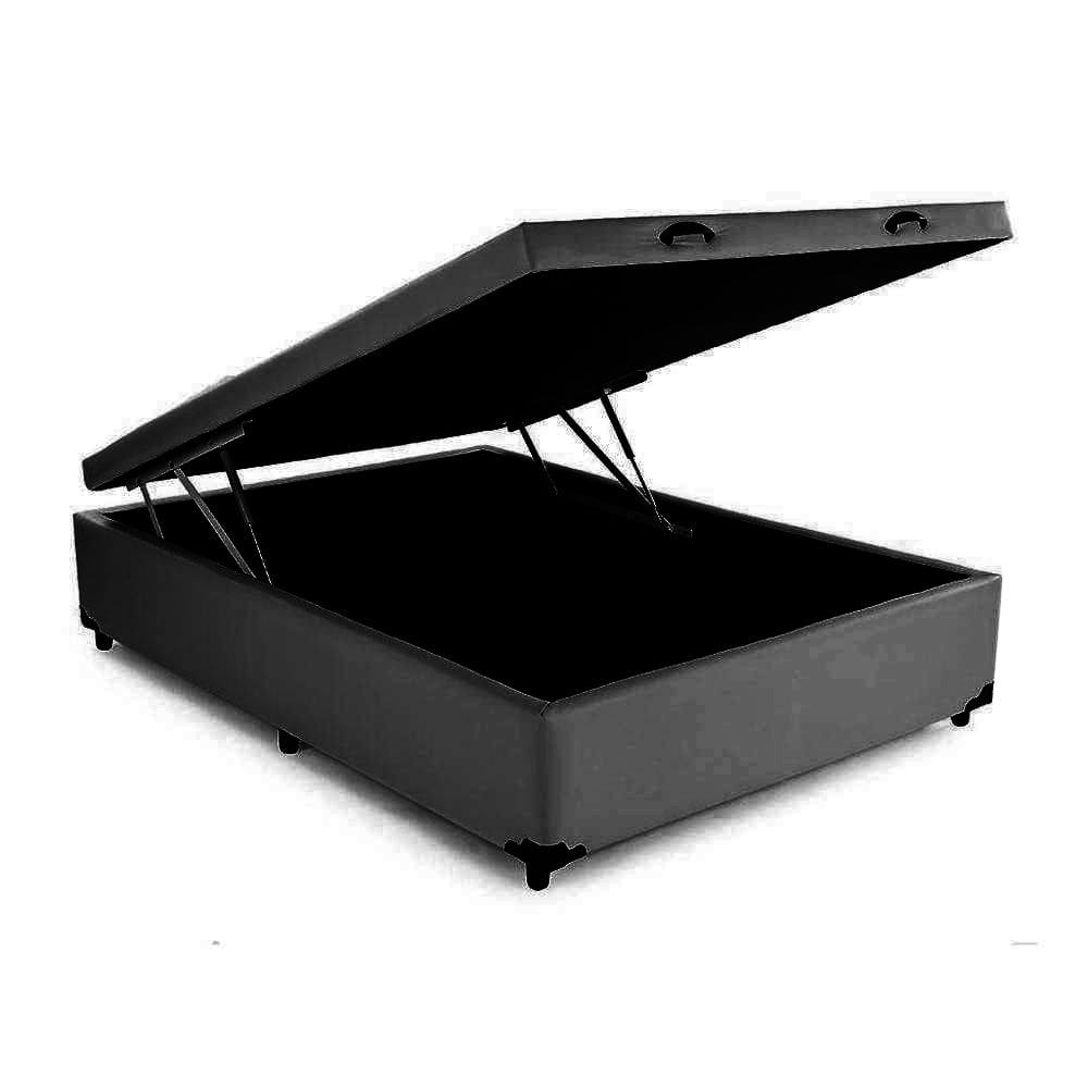Cama Base Box Baú Casal Reforçado Sintético Cinza 138x188x41