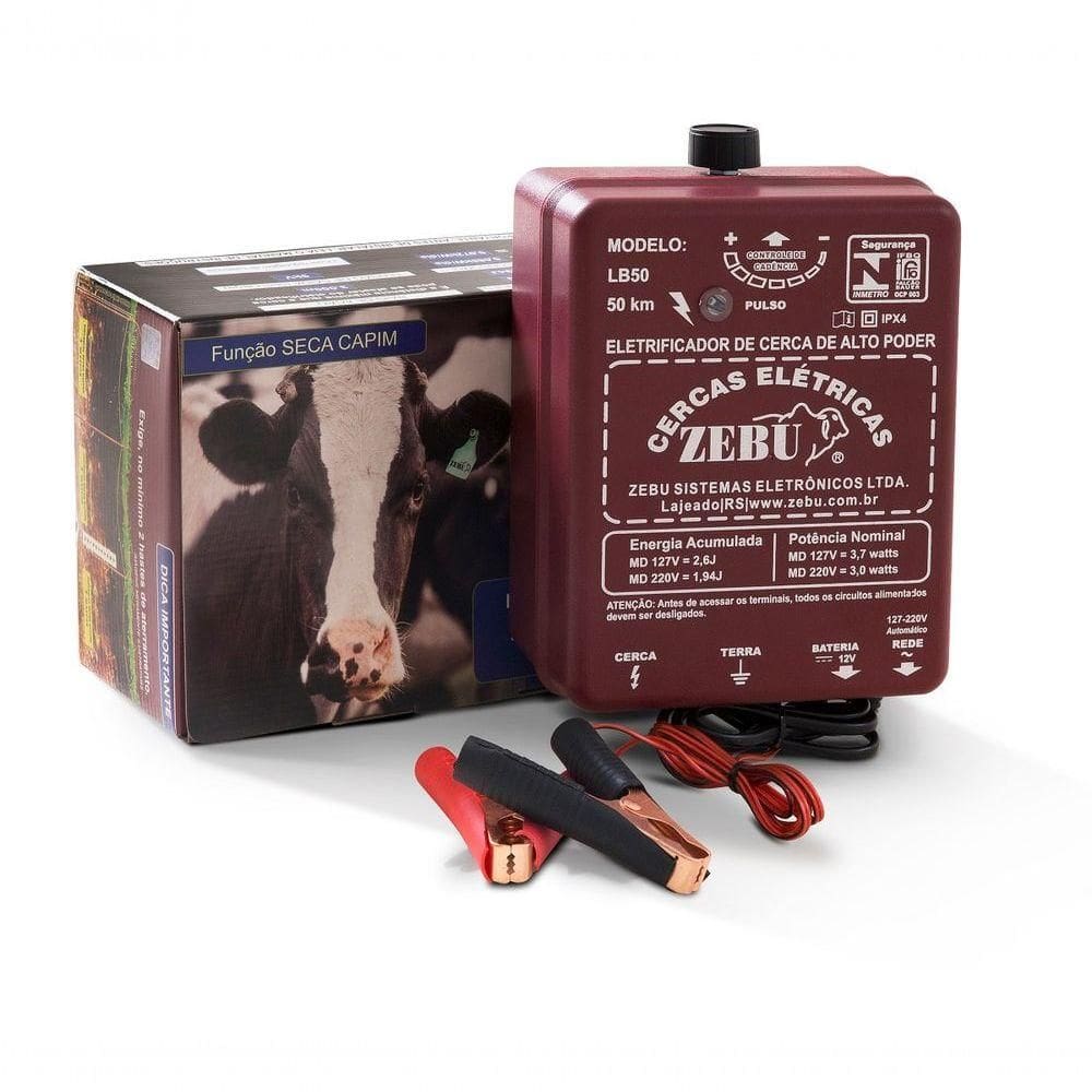 Eletrificador Rural 50km 1,5j Luz E Bateria 12v Lb50 Zebu