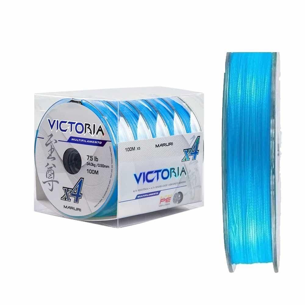 Linha De Pesca Multifilamento 4 Fios Victoria Azul 500m Medida 0,24mm
