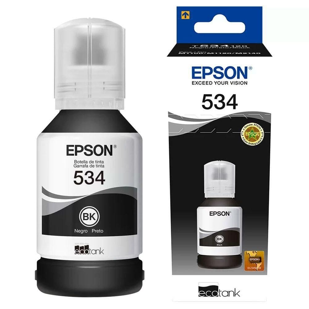 Refíl Epson 534 Preto, 120ml, Compatível Com M2140 / M2170 / M3170 / M3180 / M1120 / M1180 - T534120