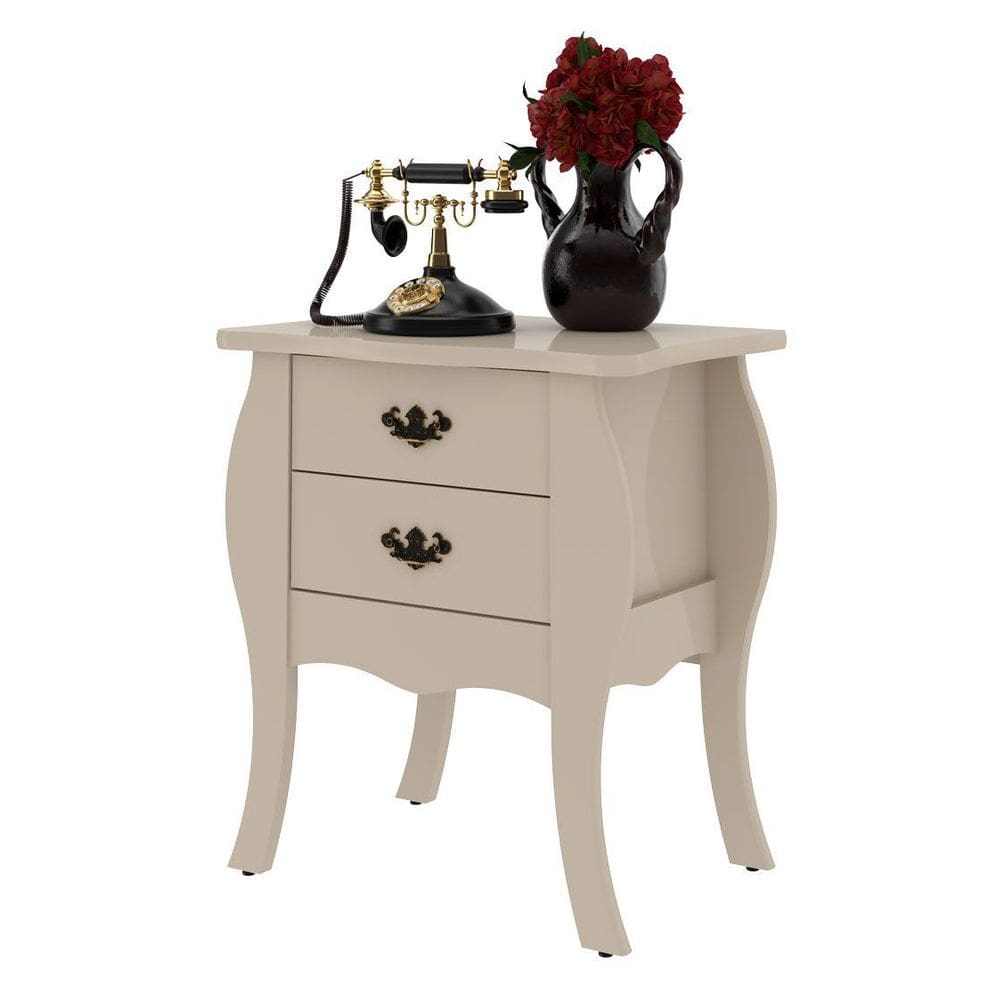 Mesa de Cabeceira Bombe Premier Off White - Patrimar Móveis
