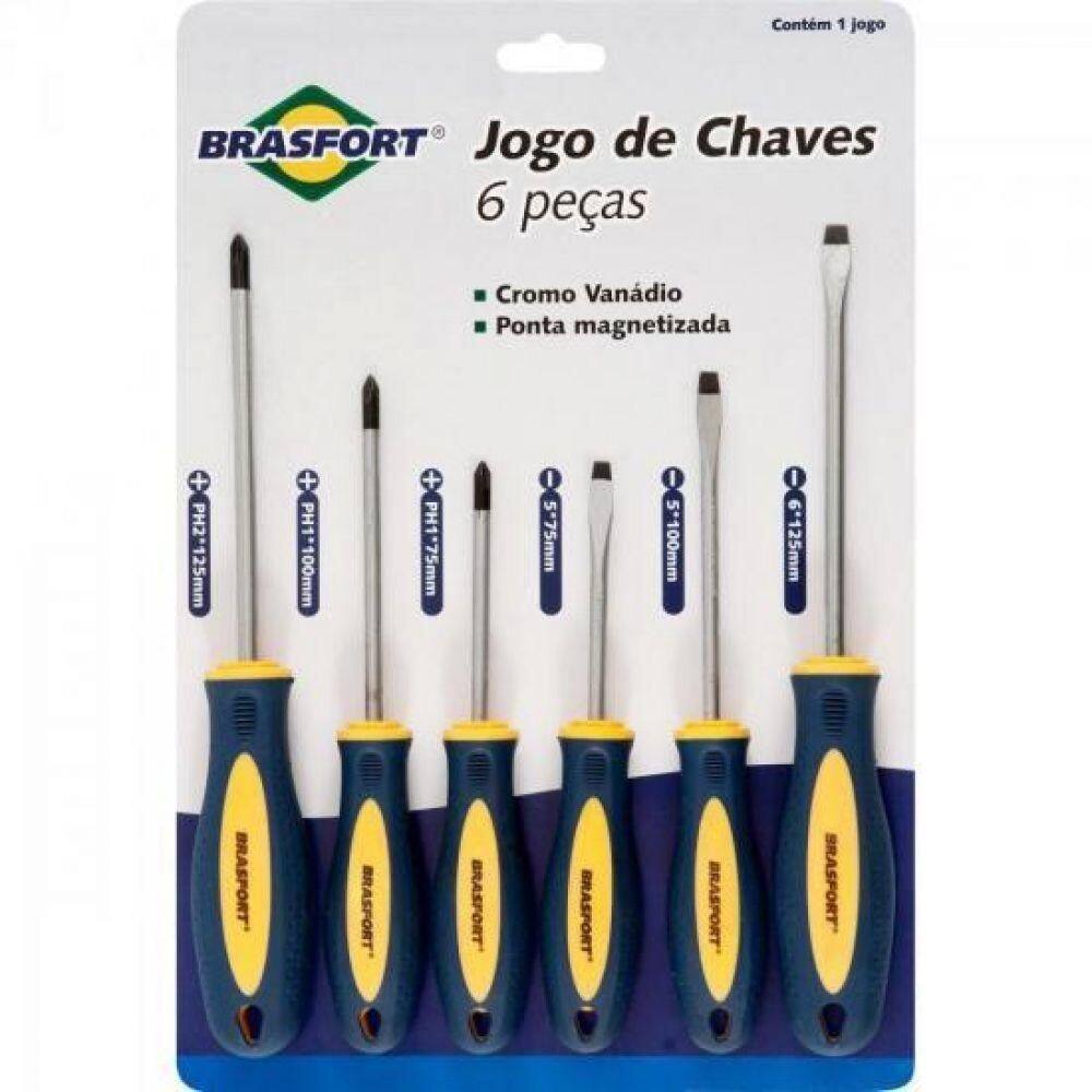Jogo De Chaves De Fenda-philips Com 6 Brasfort