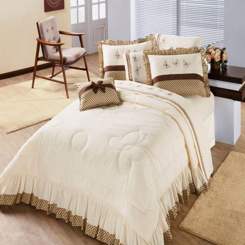 Kit Enxoval Queen Naturale Palha E Tabaco 5pçs