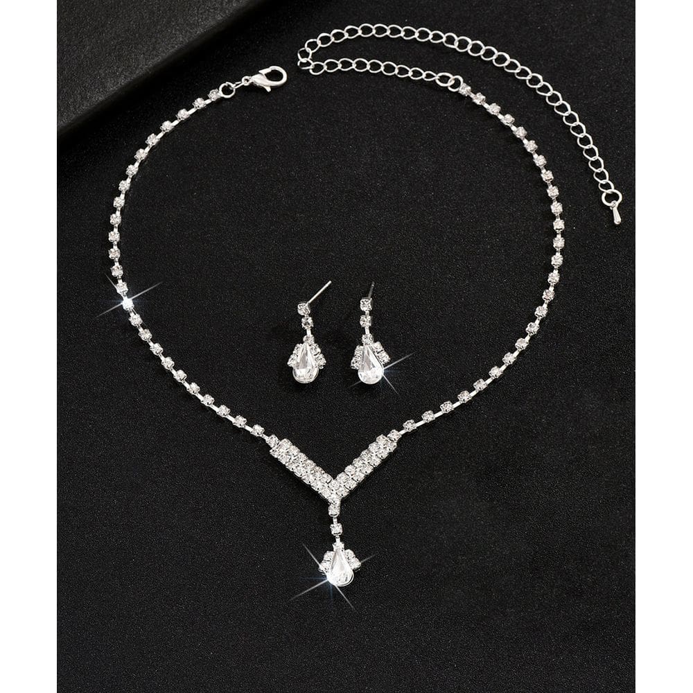 Conjunto Colar E Brinco Brilhante C/ Strass Festas Casamento Debutante