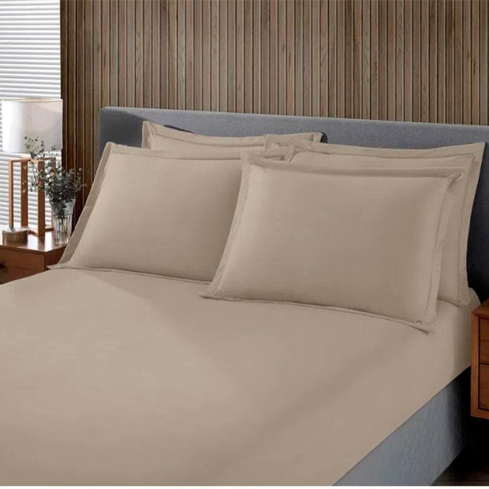 Jogo De Cama Buettner Casal Malha Liso 3 Peças Image Bege