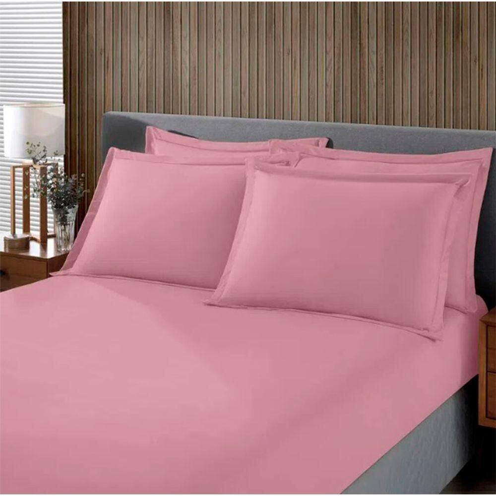 Jogo De Cama Buettner Queen Malha Liso 3 Peças Image Rose