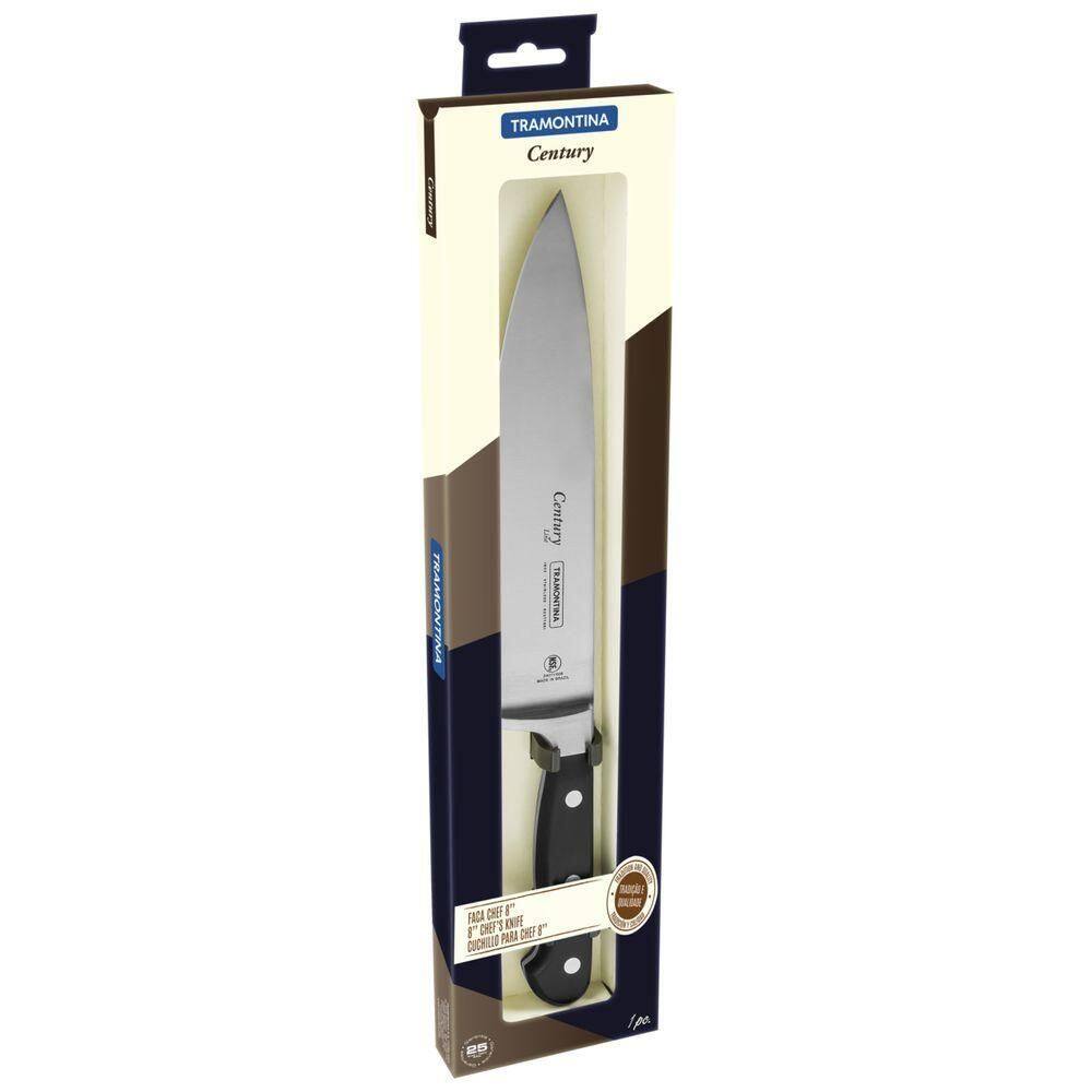 Faca Chef Tramontina Century Com Lamina Em Aço Inox E Cabo De Policarbonato E Fibra De Vidro 8"