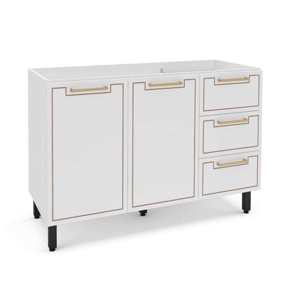 Balcão de Cozinha Amara sem Tampo 2 Portas 3 Gavetas Branco