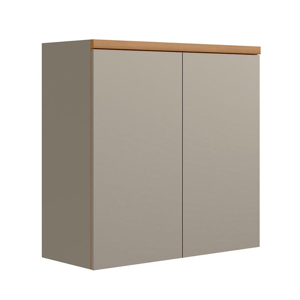 Armário Aéreo Allure 2 Portas Gris e Jequitibá 80 cm