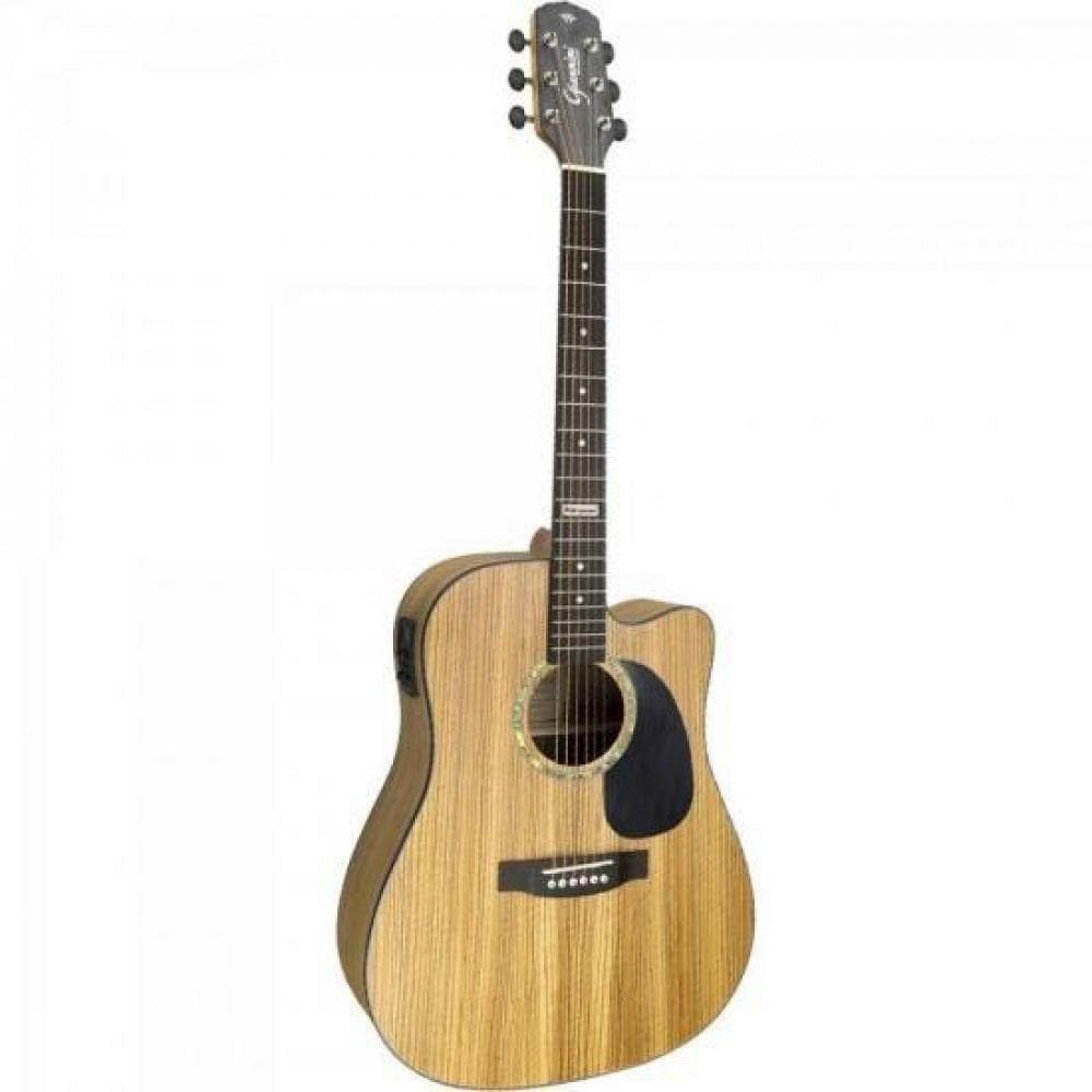 Violao Eletroacustico Dreadnought Folk Cutaway Aco Gf-1d Ceq Zebra Giannini