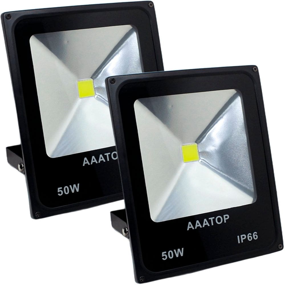 Kit 6 Refletor Led Branco Holofote Externo Jardim Muro 50w