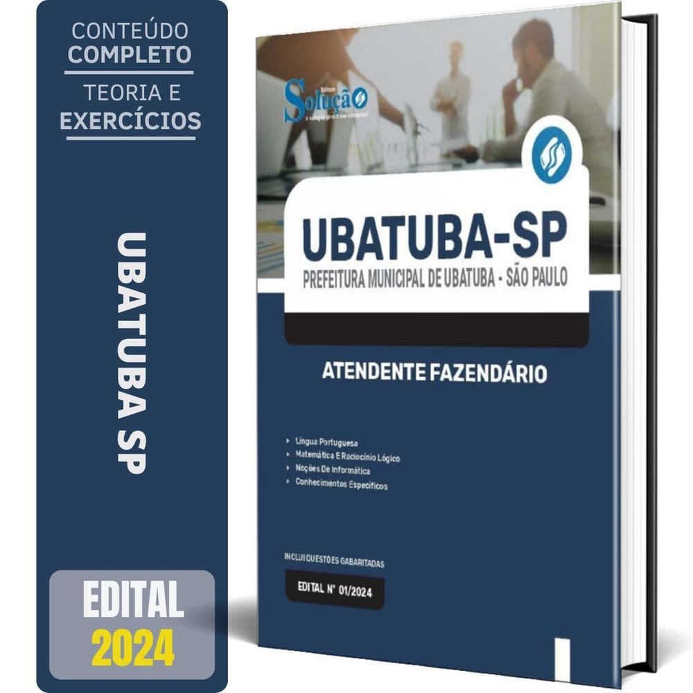 Apostila Prefeitura Ubatuba Sp 2024 - Atendente Fazendário